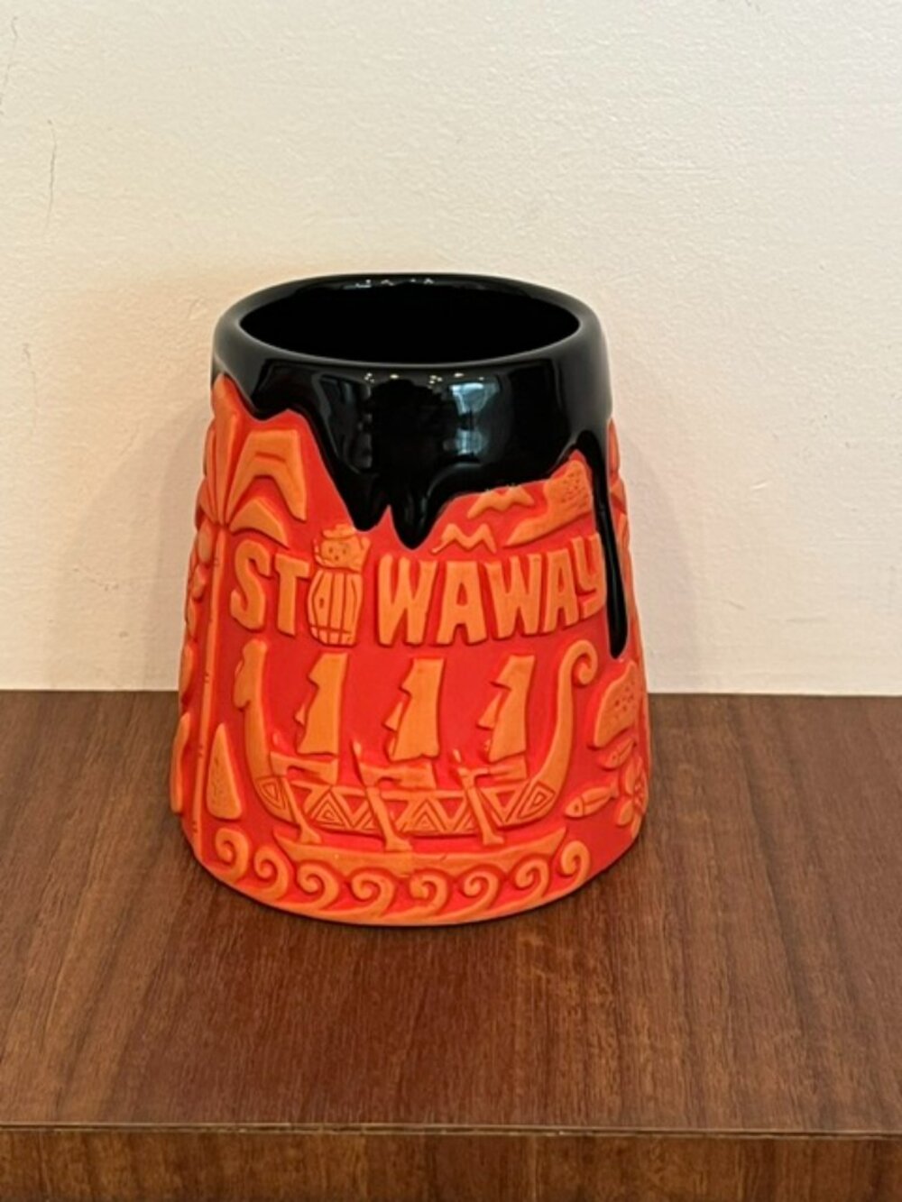 Stowaway Volcano Tiki Mug Red Glaze Mookie 2021